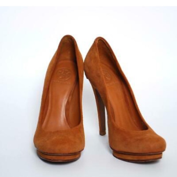 Tory Burch Brown Suede High Heels Platform Pumps - Picture 3 of 7